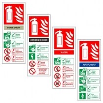 Image of the White Rigid Plastic Extinguisher ID Signs