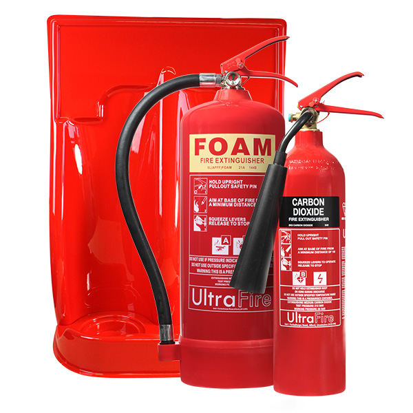 Image of the 6ltr Foam, 2kg CO2 Fire Extinguisher & Double Stand Special Offer