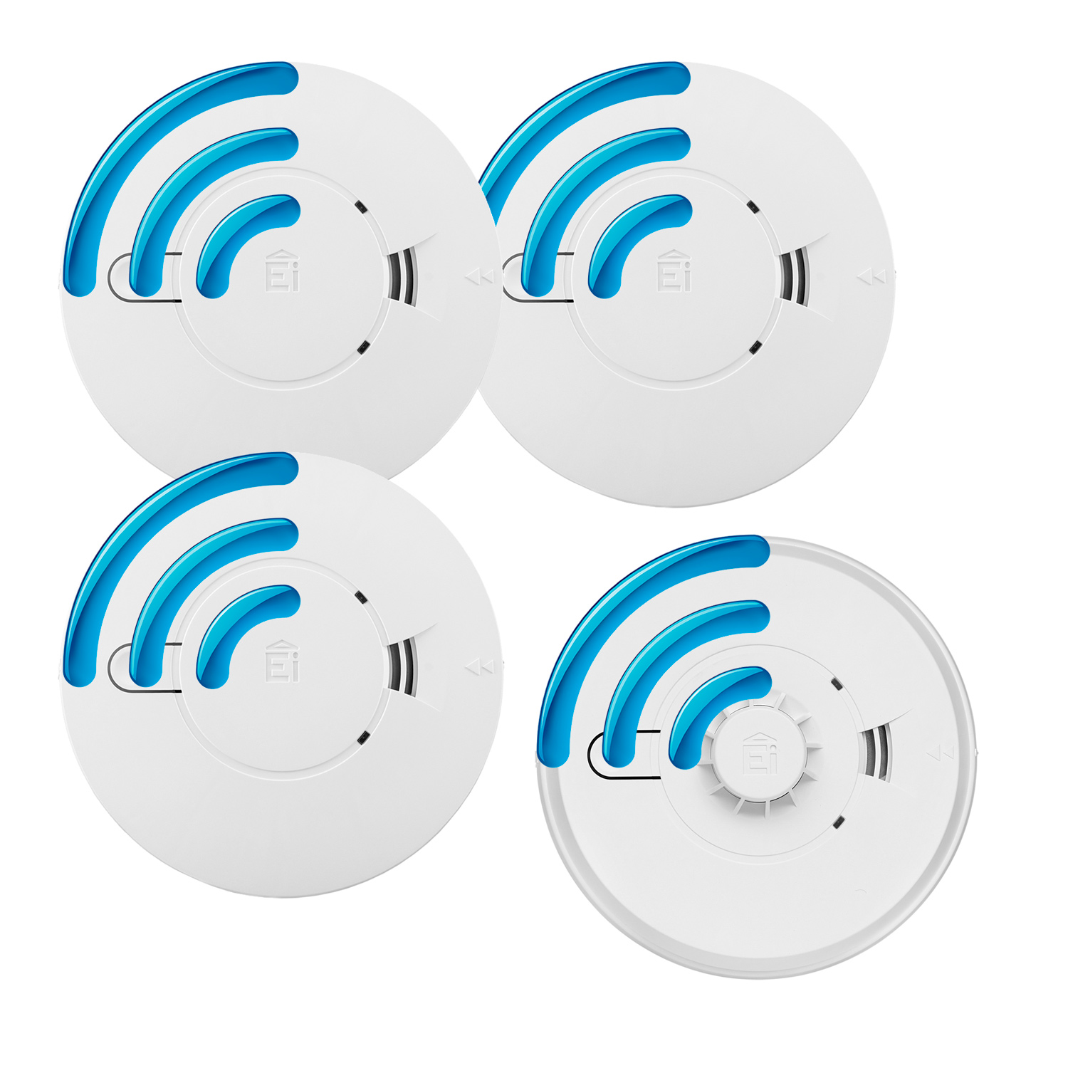 Image of the Mains Powered Radio-Interlink 3 Smoke Alarms and 1 Heat Alarm Kit with Alkaline Back-up Battery - Aico Ei140eRF Series