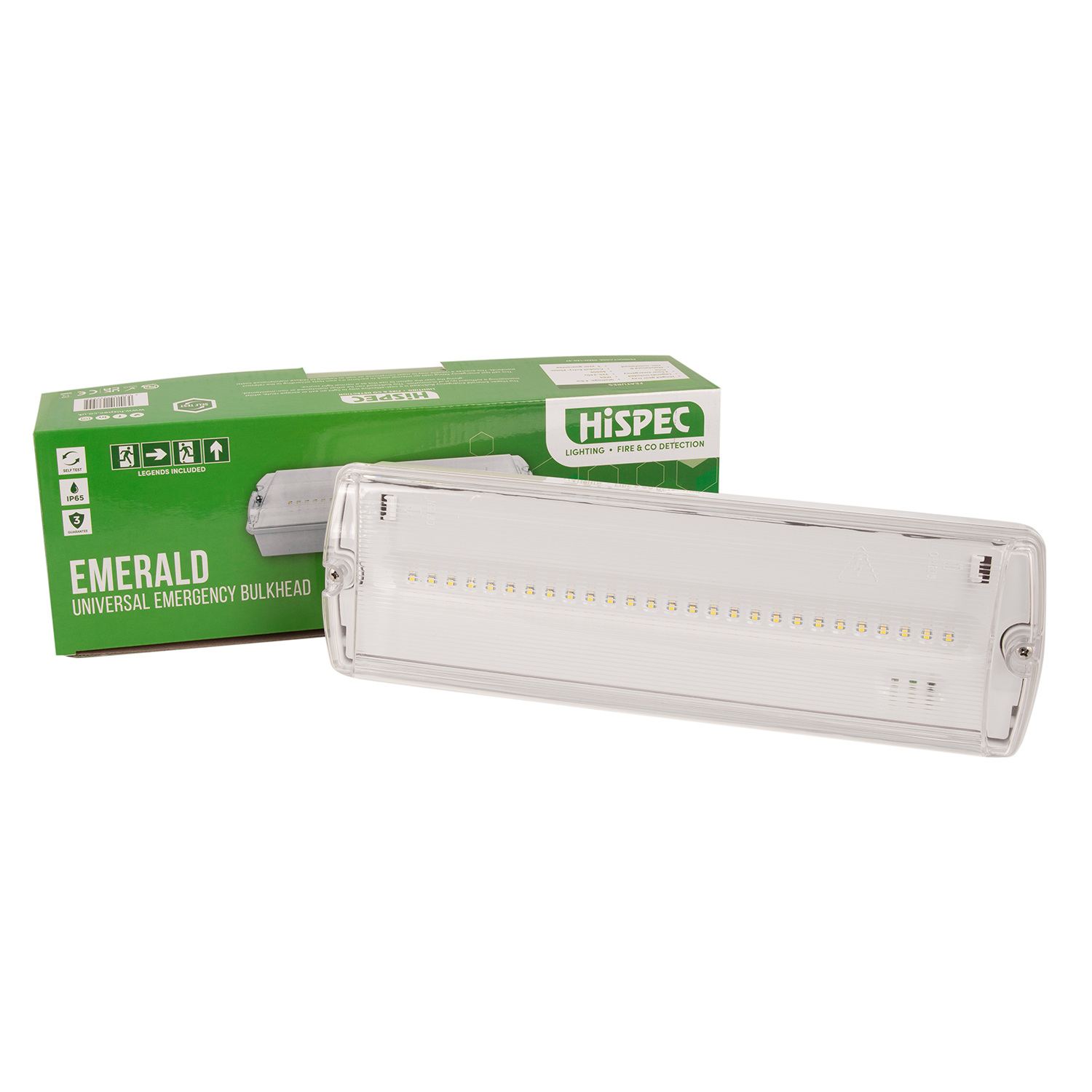 Image of the LED Emergency Lighting Bulkhead with Self-Test - Emerald