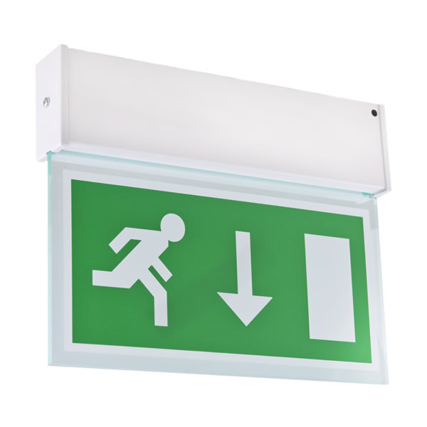 Exit lighting. Exit light. emergency exit. emergency light surface mounted. fire exit sign.