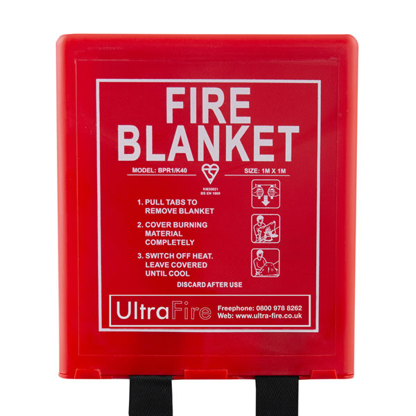 1m x 1m Hard Case Fire Blanket Ideal for Home Kitchen Caravans Boats Restaurants Workshops and Offices
