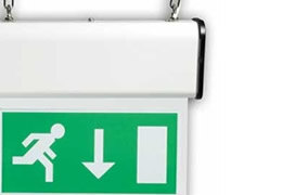 Hanging fire exit signs Hanging fire exit signs