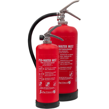 P50 water mist extinguishers are suitable for use on Class A and electrical fires.
